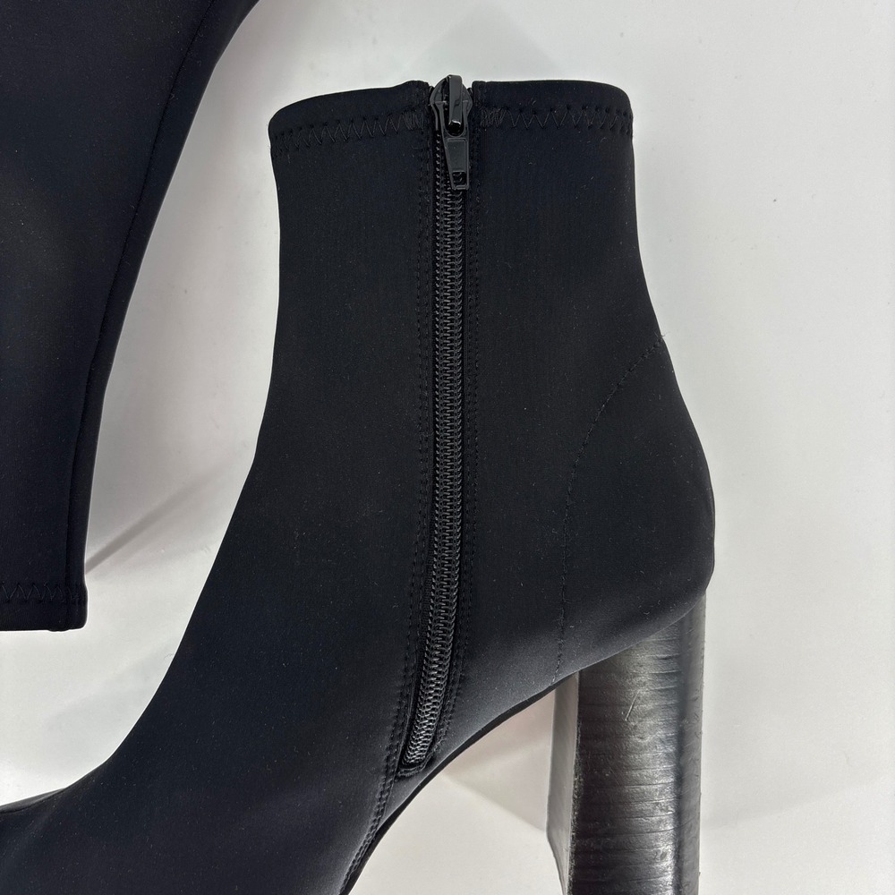 Jeffrey Campbell Raven Bootie Black Women Size 7.5 Fabric Pointed Toe Block Heel - Picture 8 of 14